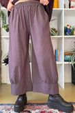 Bennie Quirky Barrel Pant Aubergine Pin Stripe